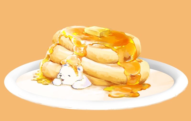 シロクマとパンケーキ - デジタルイラスト